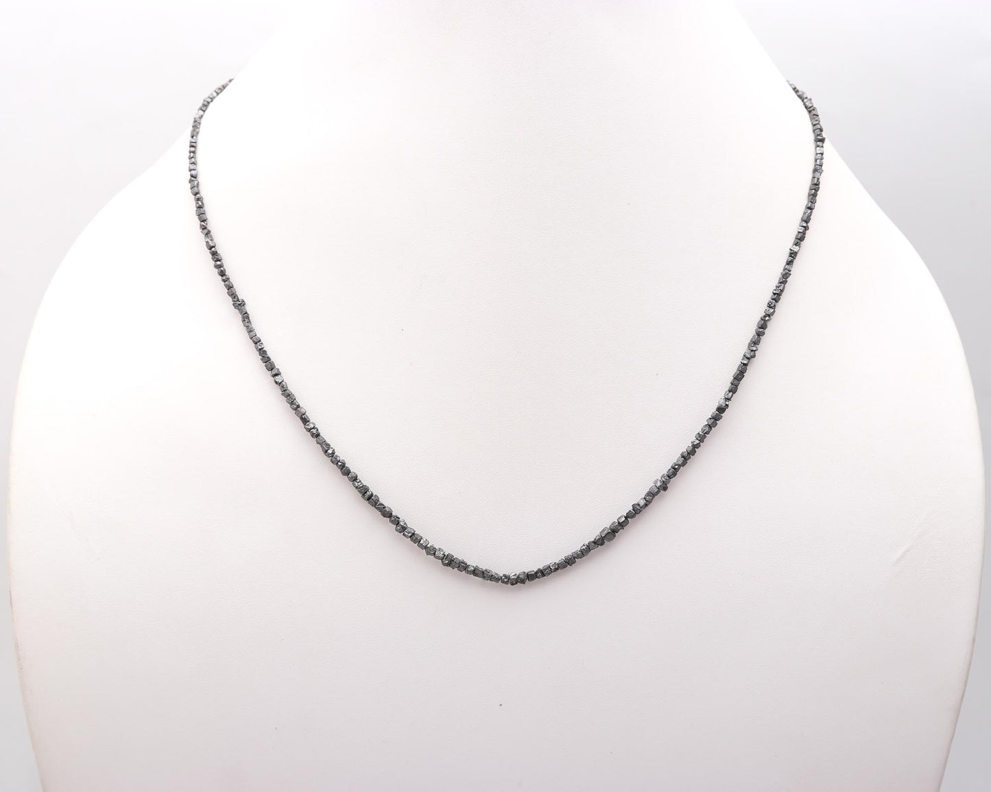 925 Sterling Silver Raw Rough Black 1.5 - 2.5 mm Diamond Cube Necklace