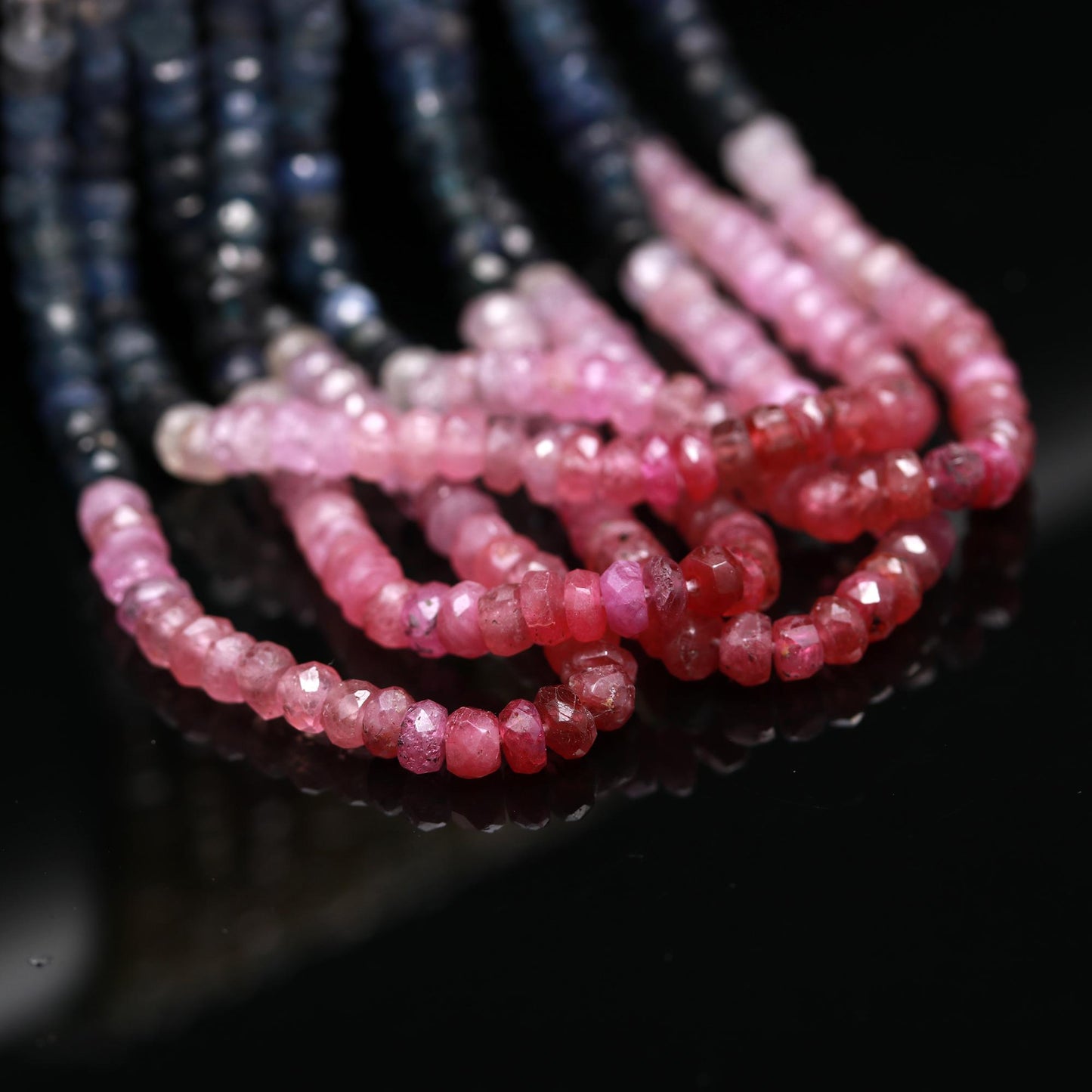 Multi Sapphire Faceted Rondelle 4 - 4.5 mm Beads 16 Inches Strands For Jewelry Making