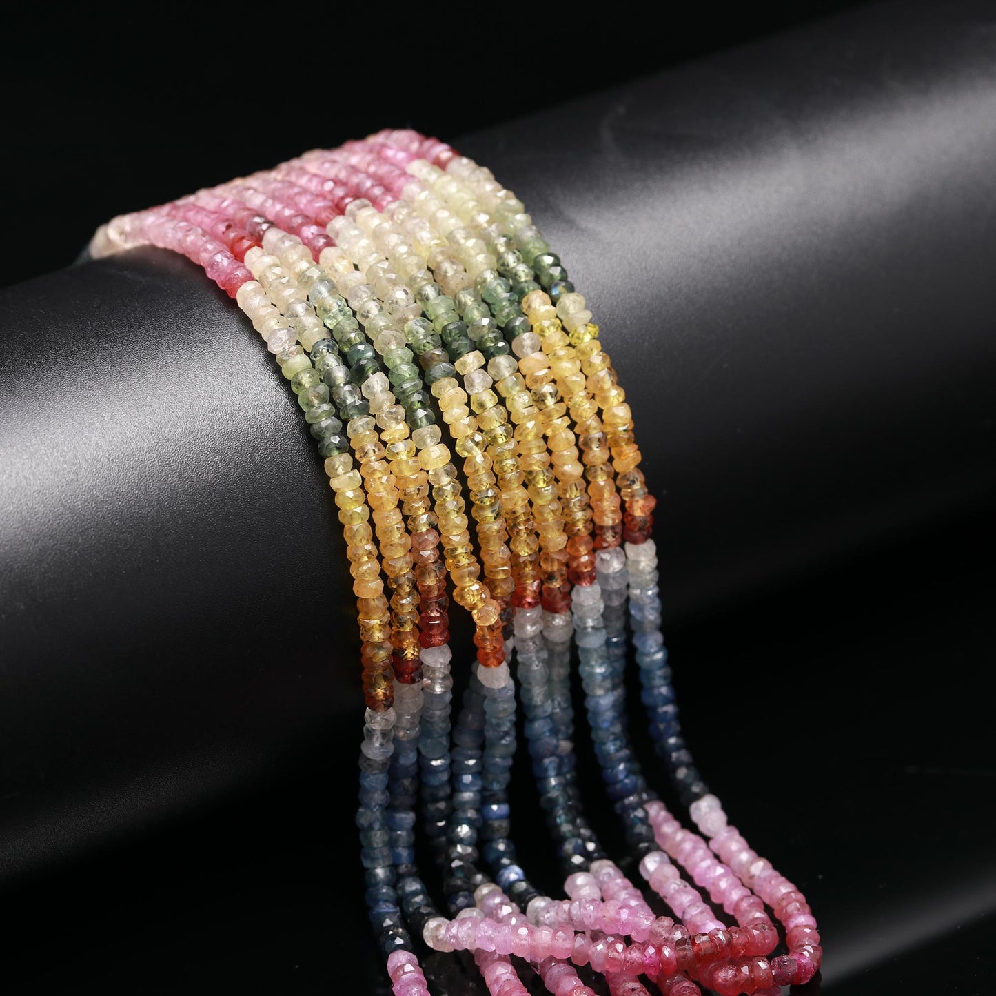 Multi Sapphire Faceted Rondelle 4 - 4.5 mm Beads 16 Inches Strands For Jewelry Making