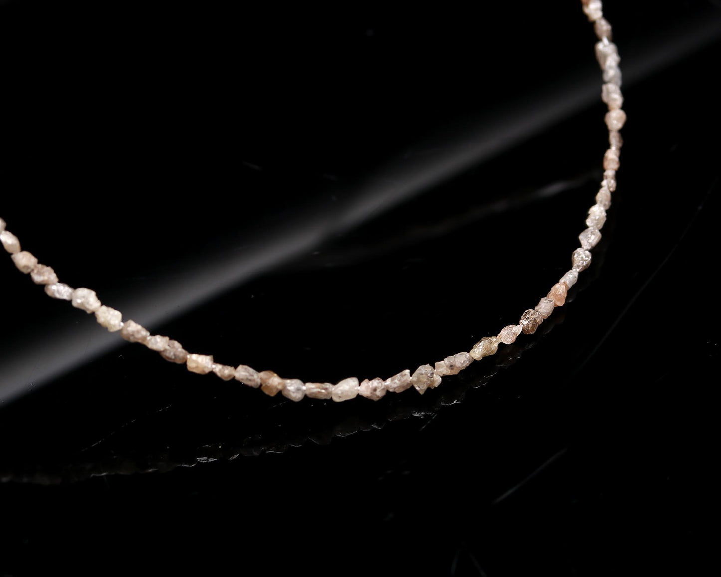 925 Sterling Silver Champagne 2.5 - 4 mm Raw Rough Tumble Diamond Necklace