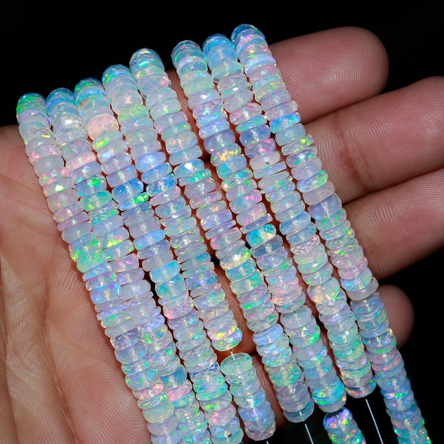 Ethiopia Opal bead Faceted Tyre Bead 5 - 6 mm