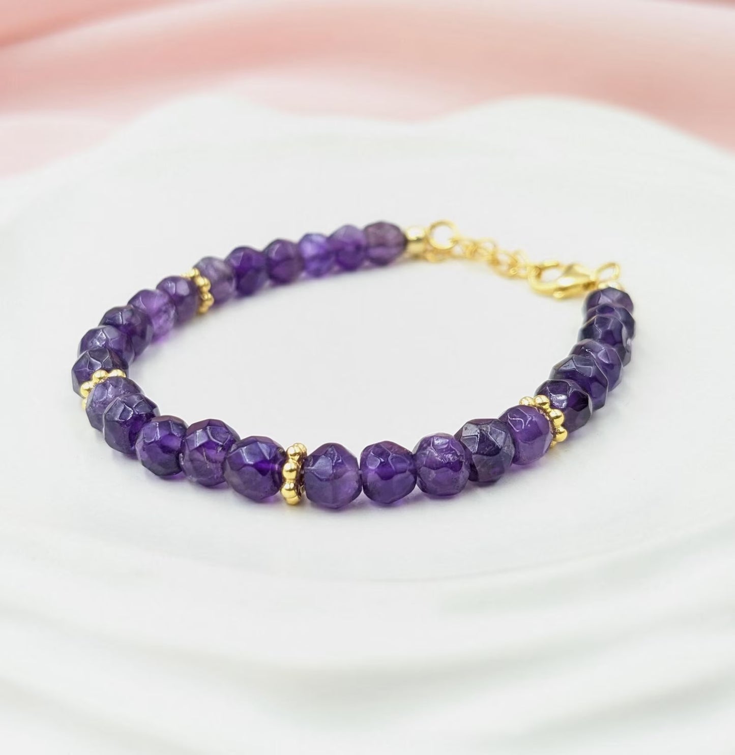 Amethyst Bracelet 18K Gold Filled 925 Sterling Silver Bracelet