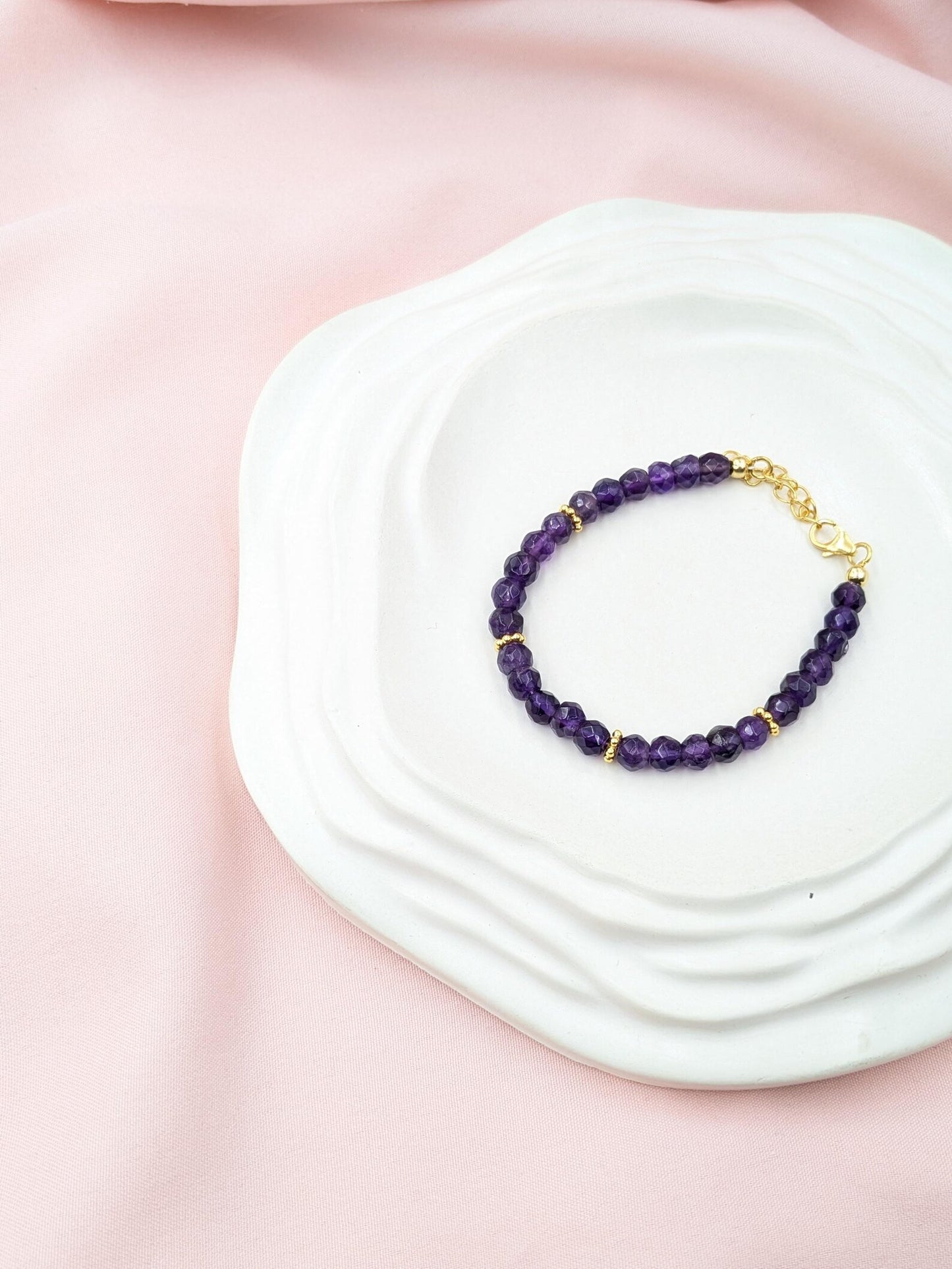 Amethyst Bracelet 18K Gold Filled 925 Sterling Silver Bracelet