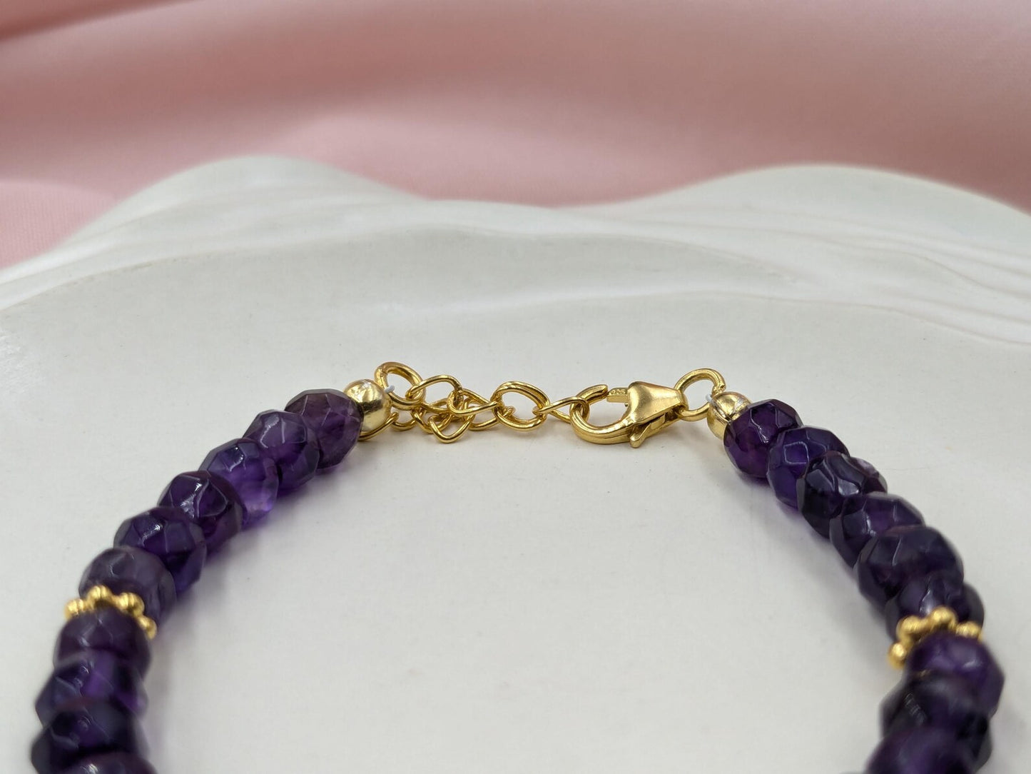 Amethyst Bracelet 18K Gold Filled 925 Sterling Silver Bracelet