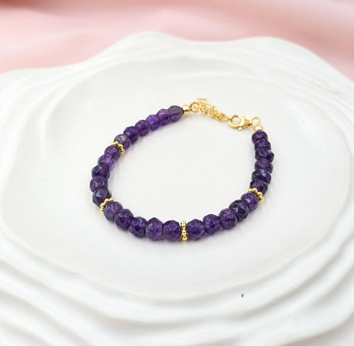 Amethyst Bracelet 18K Gold Filled 925 Sterling Silver Bracelet