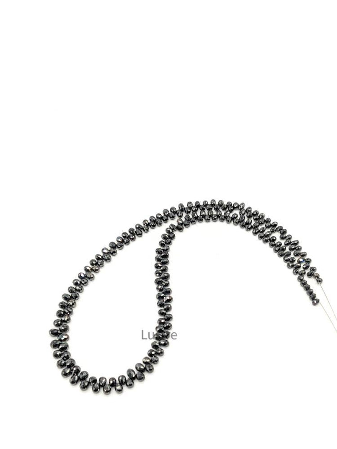 0.9CT Pair of Top Quality Faceted Natural Black Diamond Beads Teardrop Shape Diamond briolette Black Diamond Personalized Jewelry