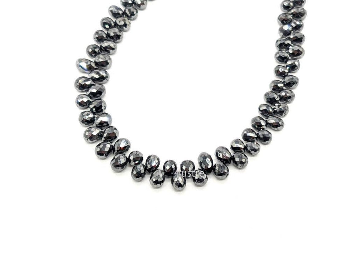 0.9CT Pair of Top Quality Faceted Natural Black Diamond Beads Teardrop Shape Diamond briolette Black Diamond Personalized Jewelry