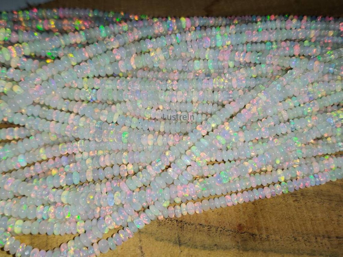 Natural White Ethiopian Welo Opal Bead 3-5 mm Smooth Rondelle Beads Strands