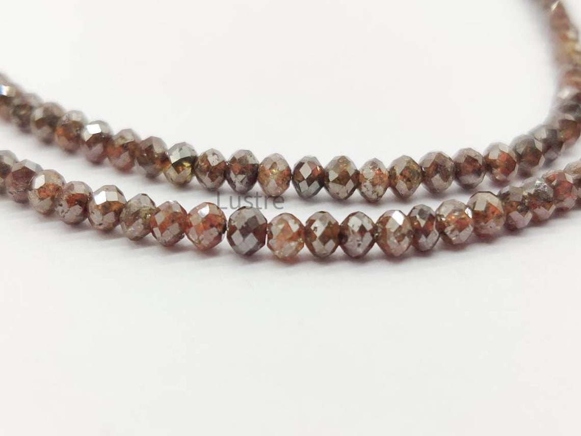 AAA+ Red champagne Diamond Faceted Rondelle Bead 3 mm 100% Natural Red Diamond Bead Sparkling Red Diamond Bead Birthday Gift Jewelry
