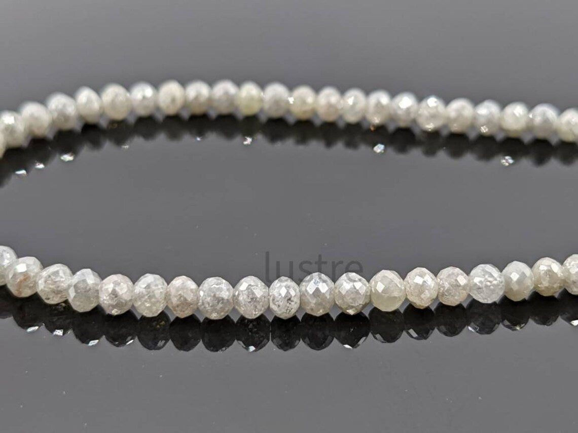 White Gray Diamond Bead AAA+ Quality Faceted Rondelle Diamond Bead