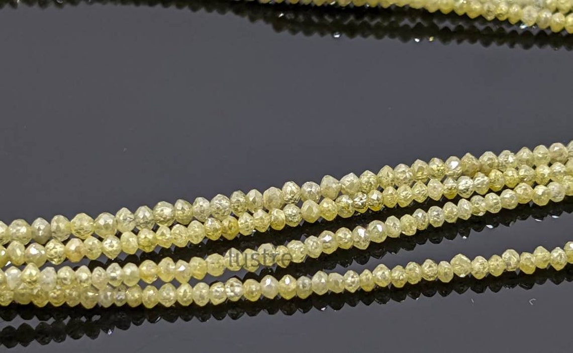 AAA+ Yellow Diamond Faceted Rondelle Bead Strands Natural Sparkling Yellow Diamond Personalized Jewelry Birthday Gift