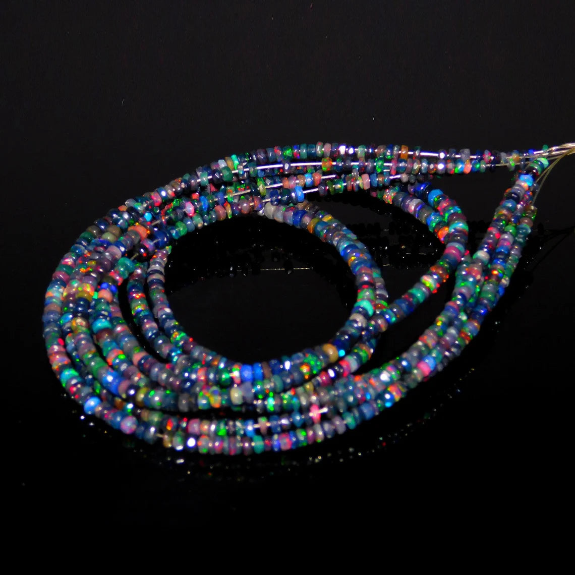 Black Ethiopia Opal Bead Welo fire Excellent Quality Faceted Rondelle Bead 4-6 mm ethiopia fire opal bead