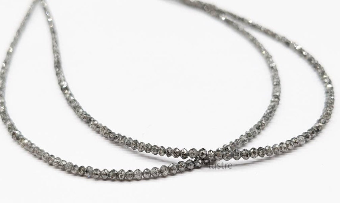 Dark Gray Diamond Beads AAA+ Natural Sparkling Grey Faceted Rondelle Beads Strand Rare Natural Diamond Bead diamond necklace