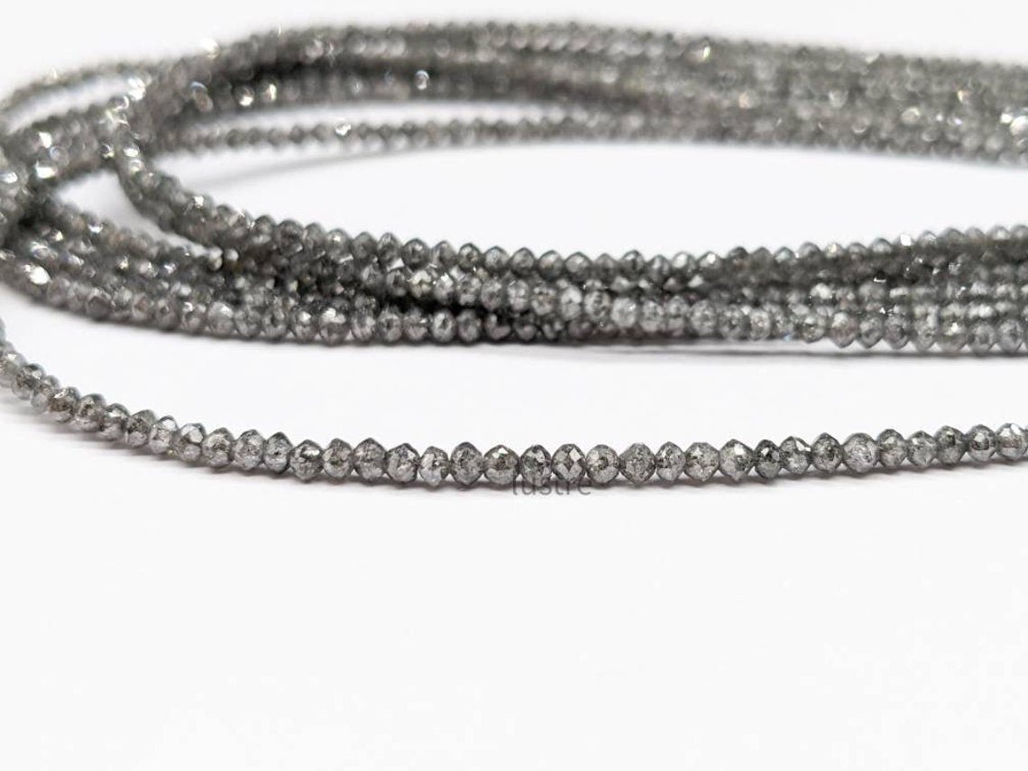 Dark Gray Diamond Beads AAA+ Natural Sparkling Grey Faceted Rondelle Beads Strand Rare Natural Diamond Bead diamond necklace