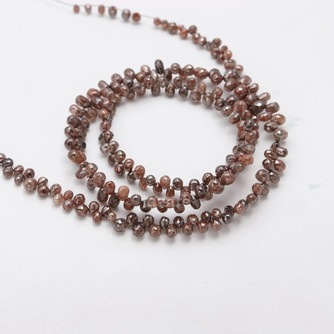 100% Natural Champagne Diamond 2.5 - 4 mm Briolette Faceted Diamond Beads