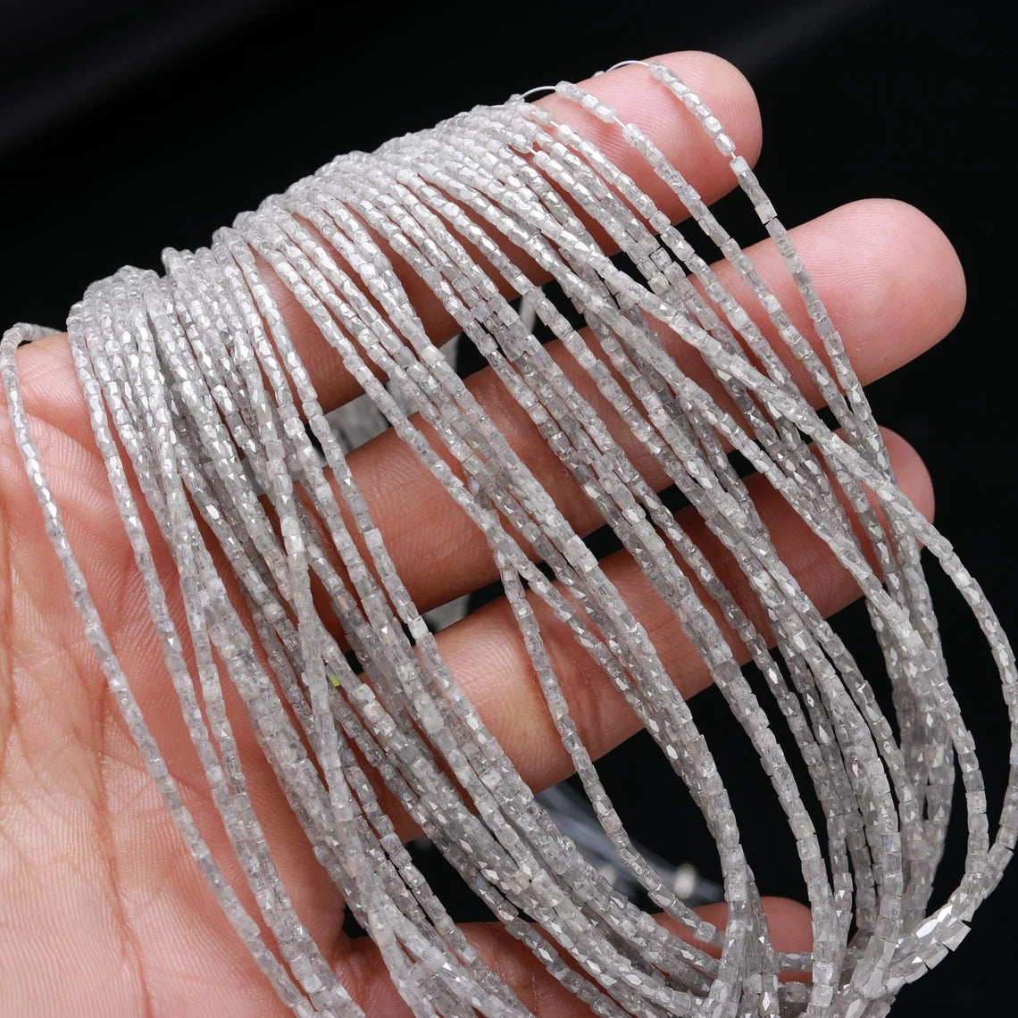 White Diamond Tube Bead AAA++ White Faceted Diamond Bead