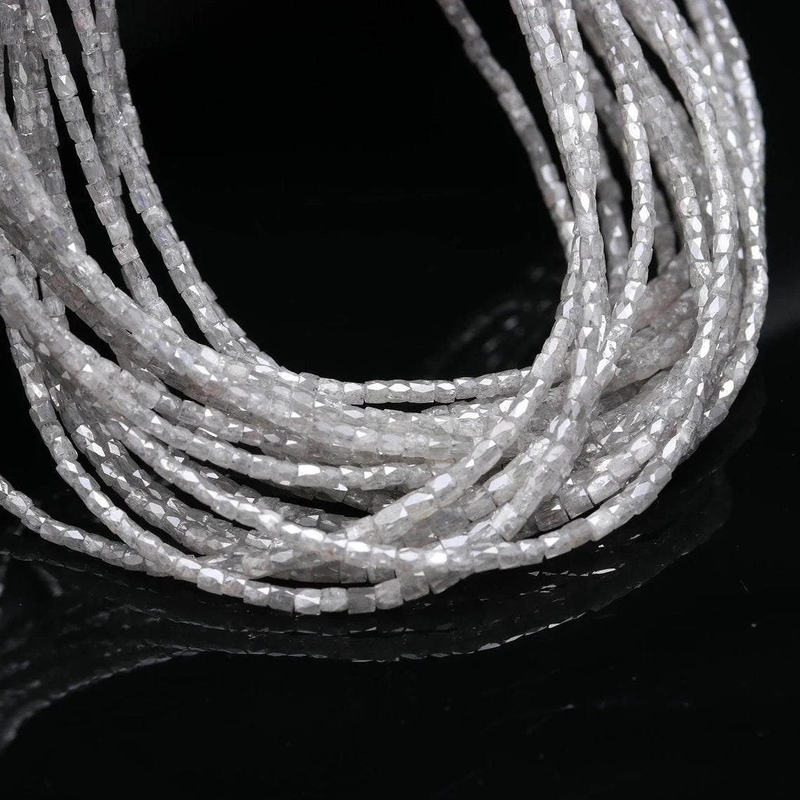 White Diamond Tube Bead AAA++ White Faceted Diamond Bead