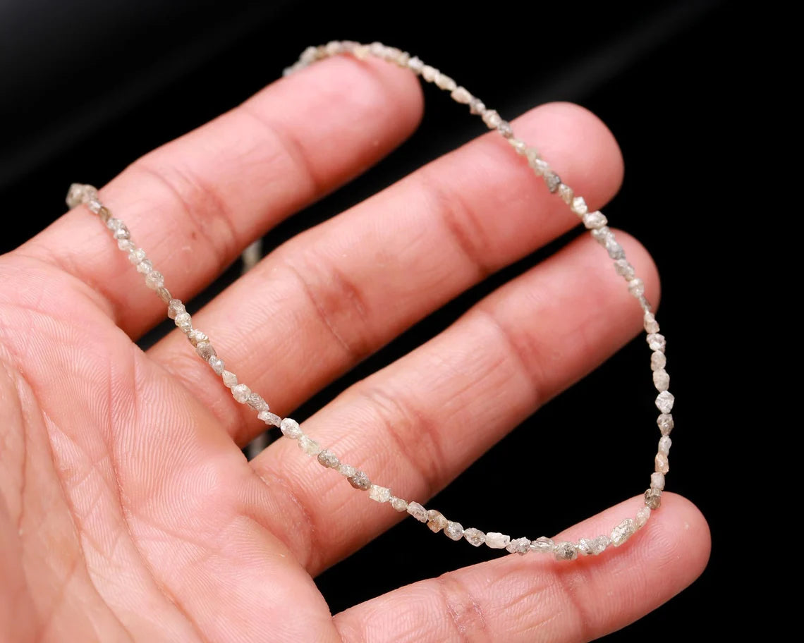 Champagne Diamond Bead 2.5 - 4 mm Uncut Rough Nugget 16 Inches Strands For Jewelry Making