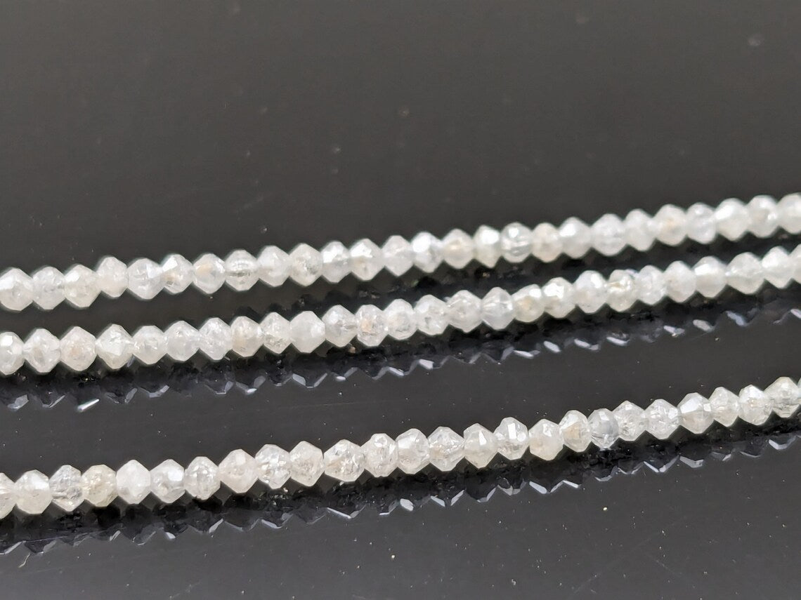 100% Natural White Diamond Bead 1.8 - 2.2 mm Snow White Faceted Rondelle White Diamond Bead Personalized Jewelry Birthday Gift