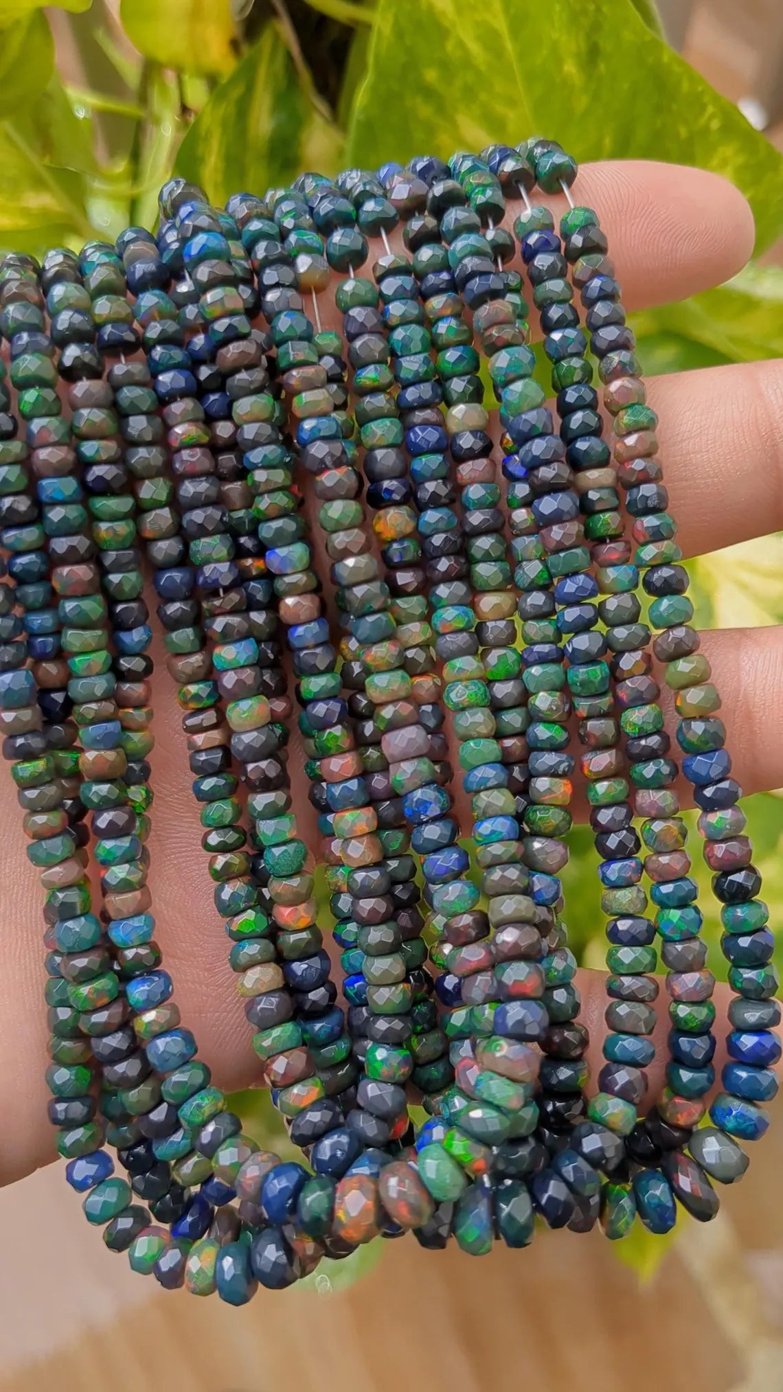 Black Opal faceted Beads 100% Natural Black Ethiopian Opal Faceted Beads Welo Fire Opal Beads