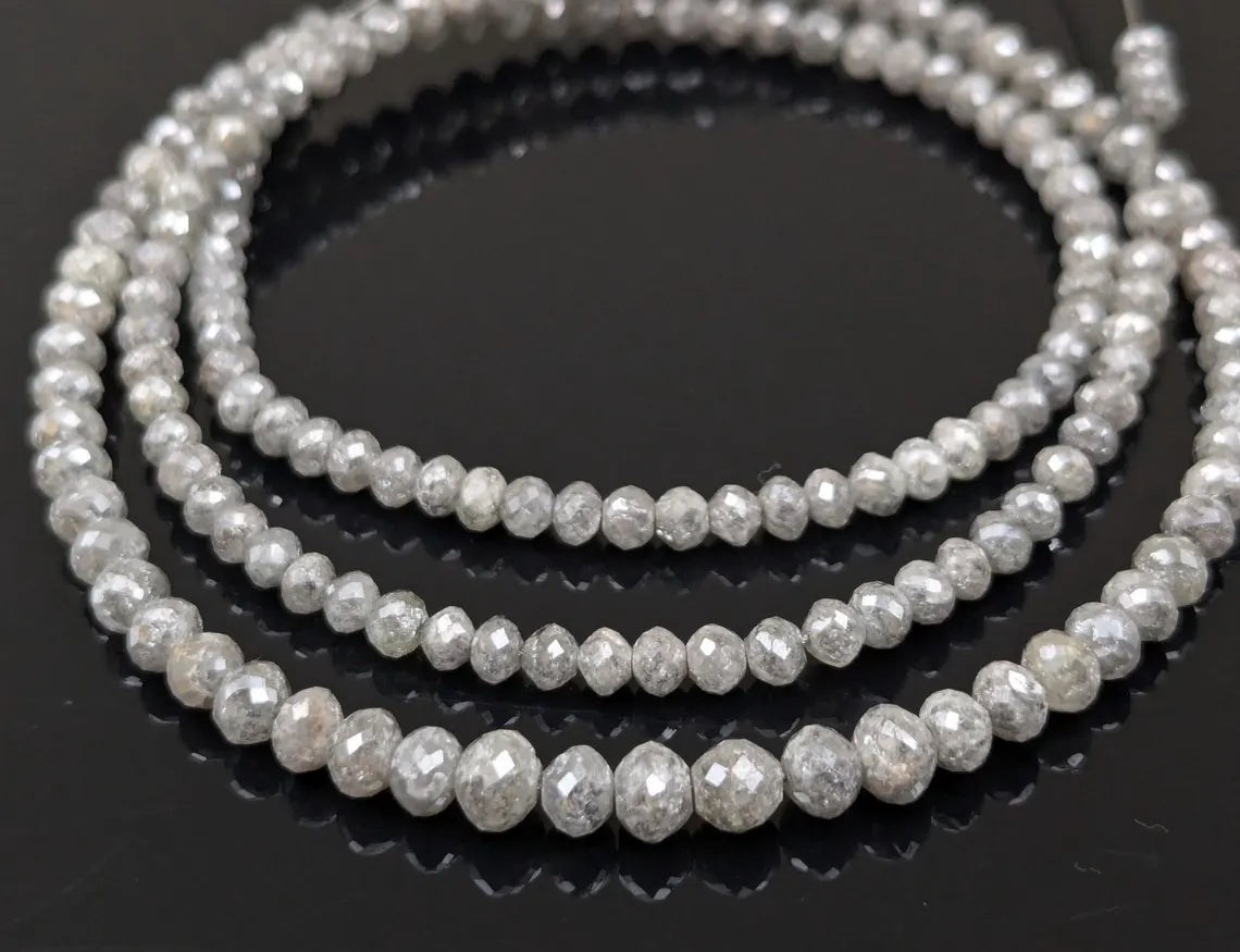 White Diamond Faceted Round 3 - 4.5 mm Faceted Round Beads Diamond Balls