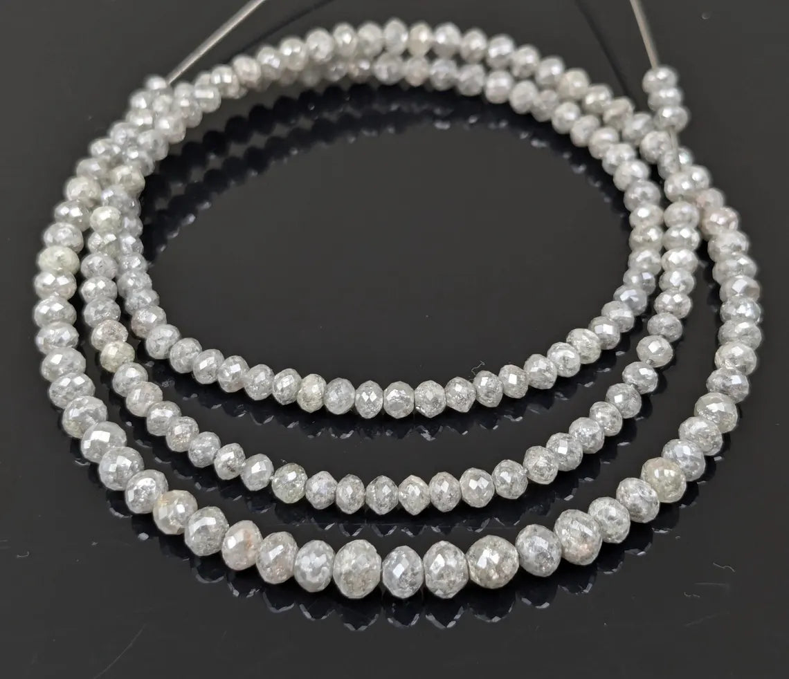 White Diamond Faceted Round 3 - 4.5 mm Faceted Round Beads Diamond Balls