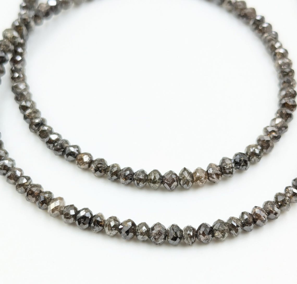 Champagne Sparkling Faceted Diamond Rondelle Beads 100% Natural Champagne Diamond Faceted Beads 3 - 4.5 mm Chocolate Diamond Beads