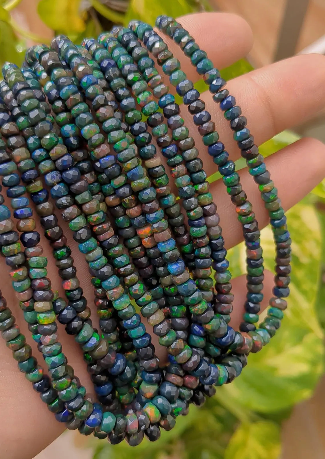Black Opal faceted Beads 100% Natural Black Ethiopian Opal Faceted Beads Welo Fire Opal Beads
