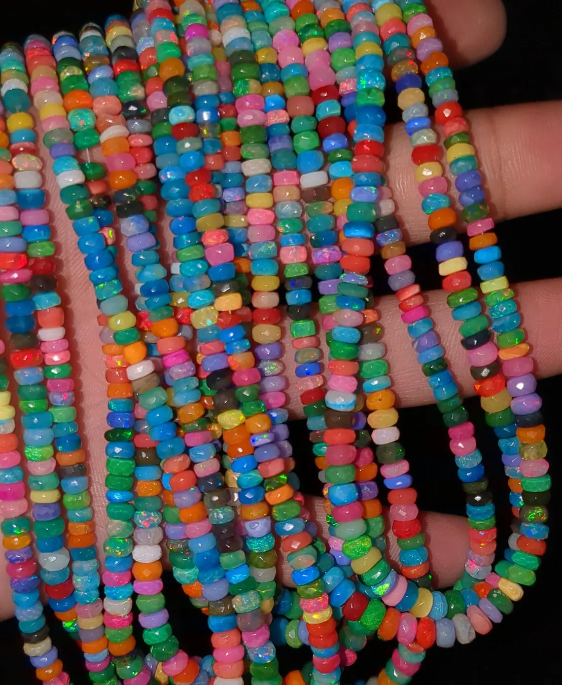 Multi Color Ethiopian Opal Beads 4 - 6 mm Faceted Rondelle Ethiopian Opal Beads 100% Natural Welo Fire Flashy Ethiopia Opal