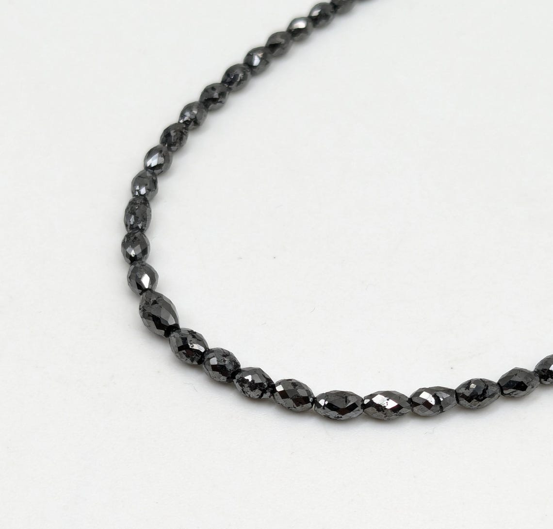 100% Natural Black Tumble Diamond Beads 3 - 5.4 mm Faceted Black Tumble Diamond Beads AAA+ Quality Diamond Beads Christmas Gift