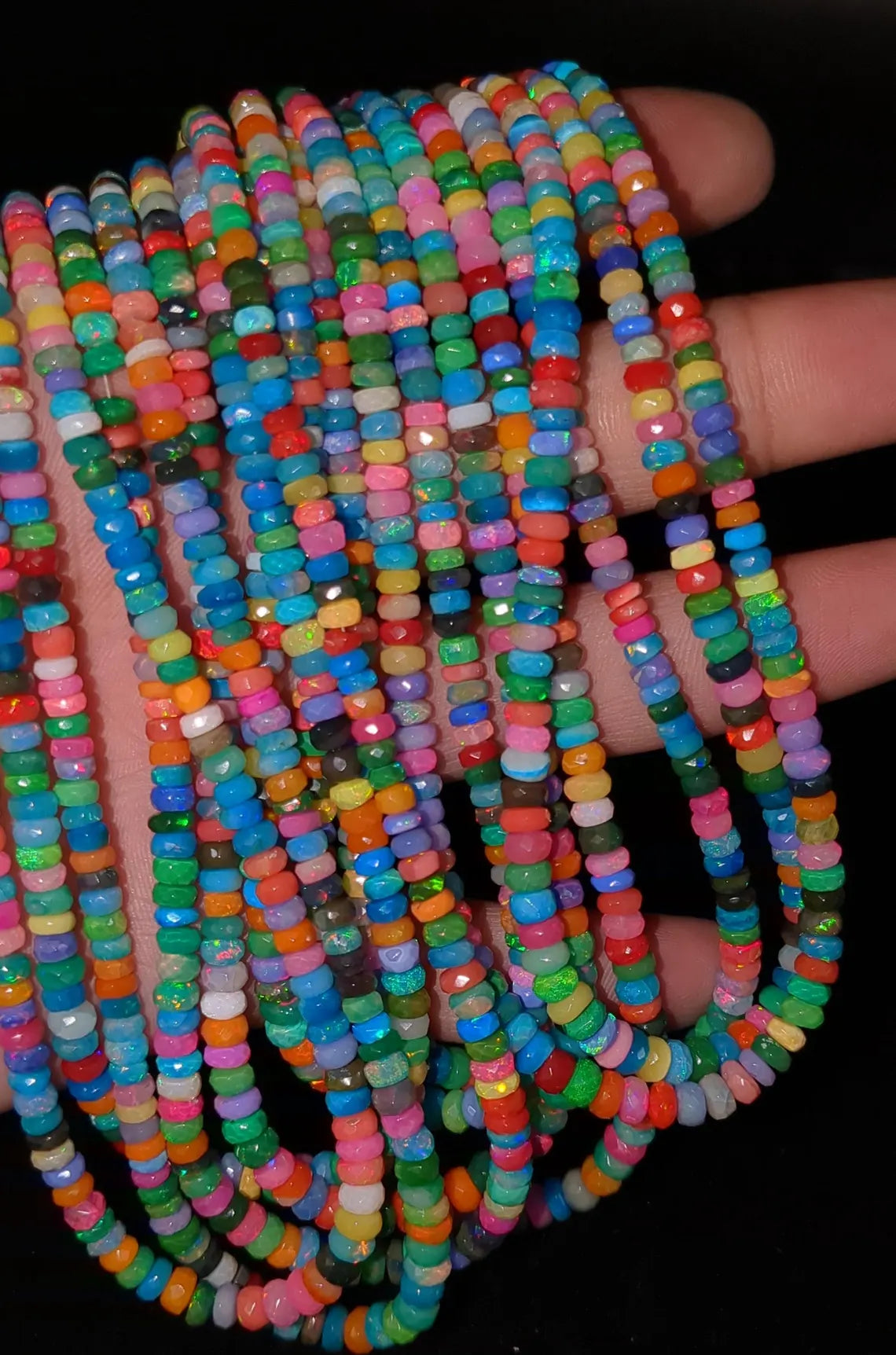 Multi Color Ethiopian Opal Beads 4 - 6 mm Faceted Rondelle Ethiopian Opal Beads 100% Natural Welo Fire Flashy Ethiopia Opal