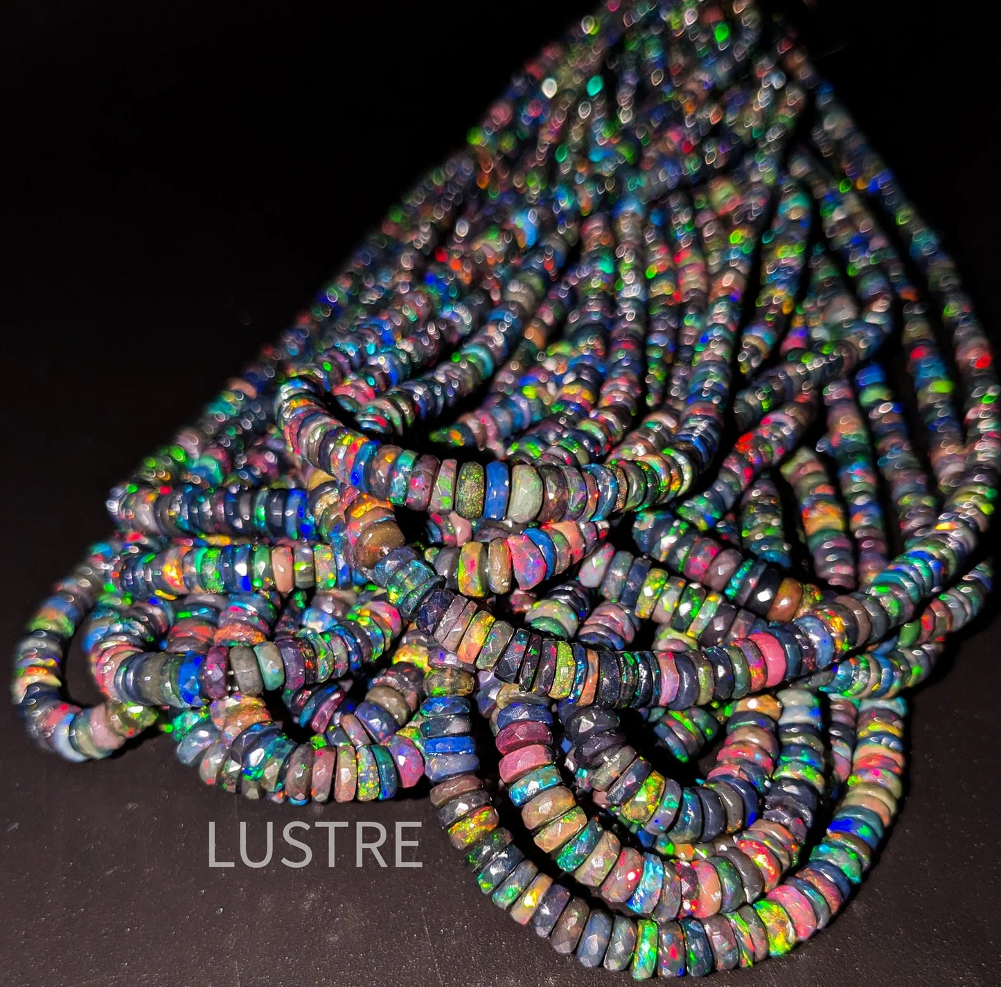 Black Ethiopian Opal Beads Heishi Tyre 4 - 6 mm