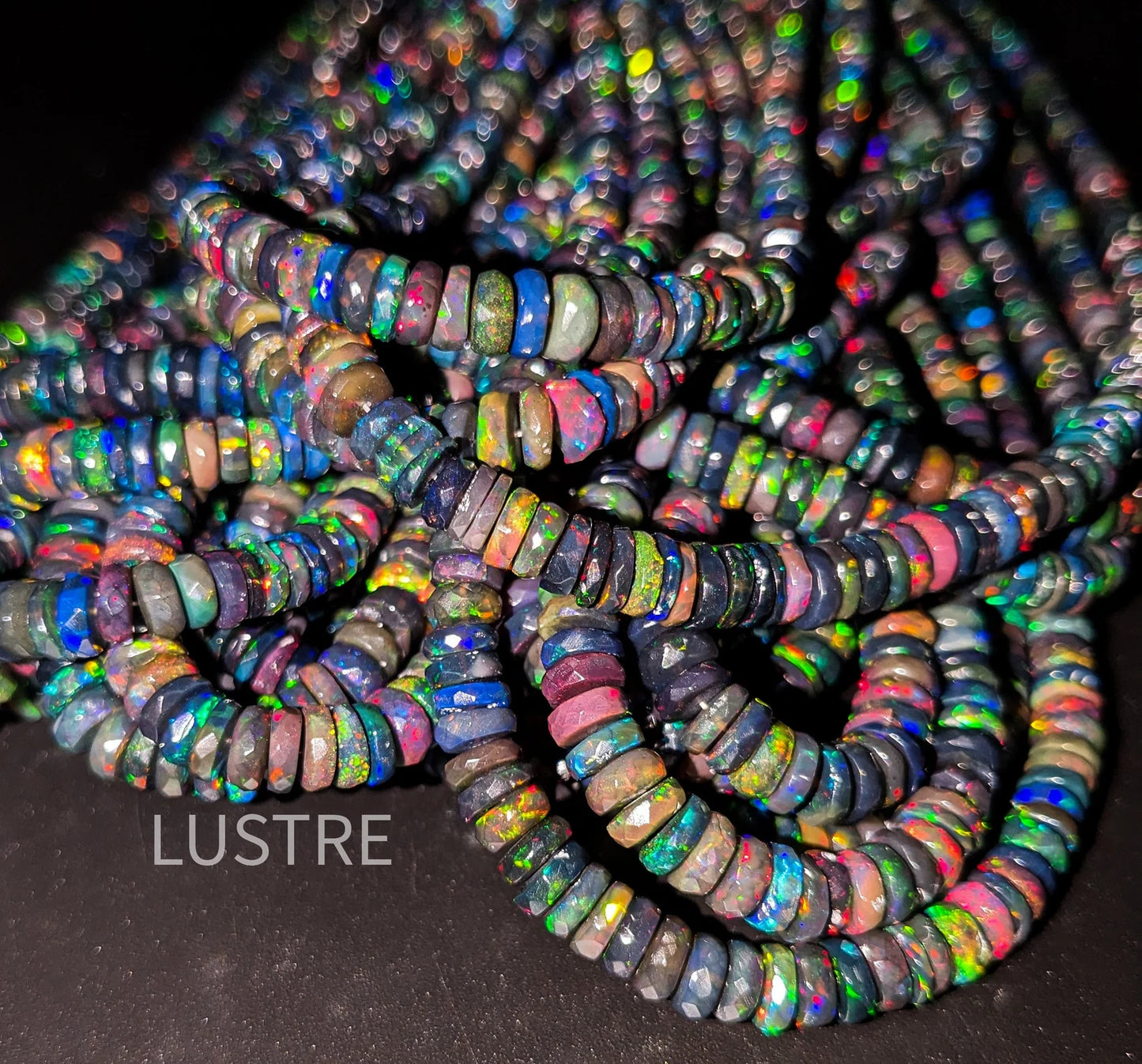Black Ethiopian Opal Beads Heishi Tyre 4 - 6 mm