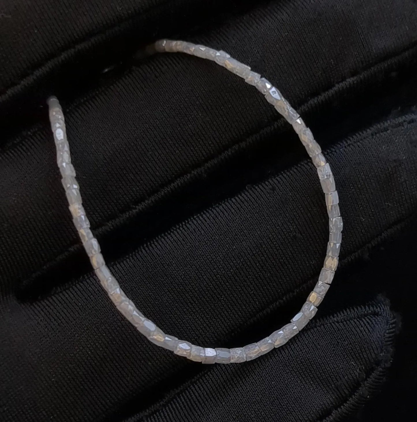 White Diamond Bracelet 1.5 - 2.5 mm Faceted Diamond Tube Beads