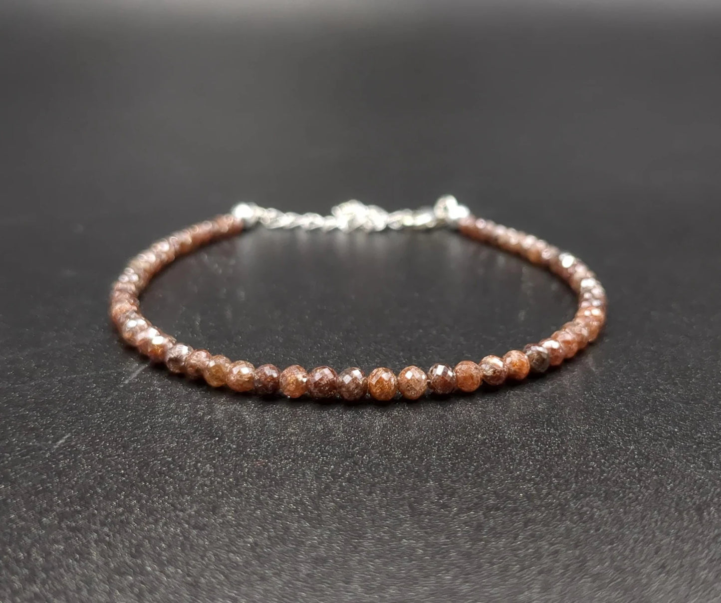 Champagne Red Diamond Balls Bracelet 925 Sterling Silver Diamond Bracelet
