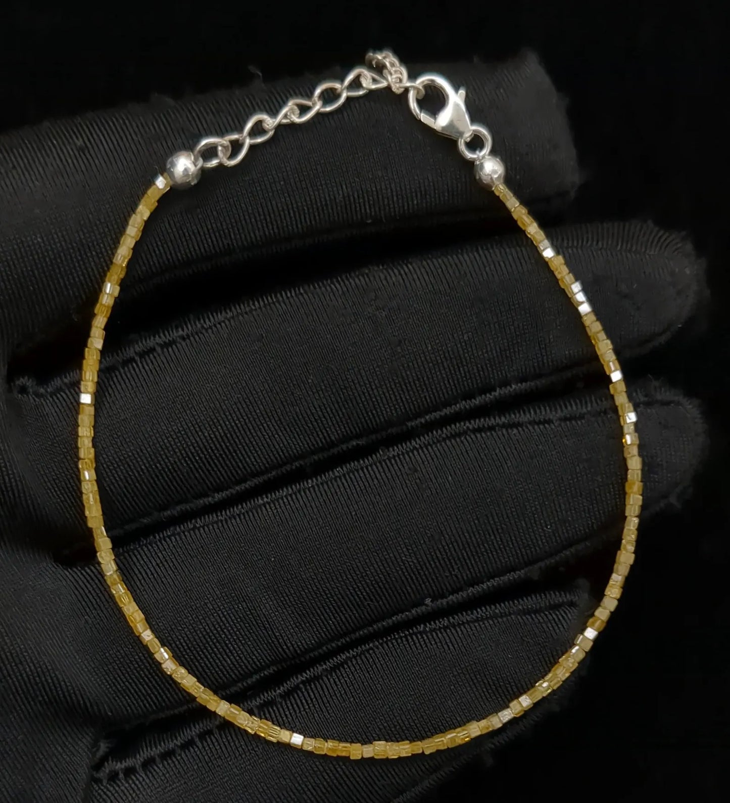 Yellow Diamond Cube Bead Bracelet