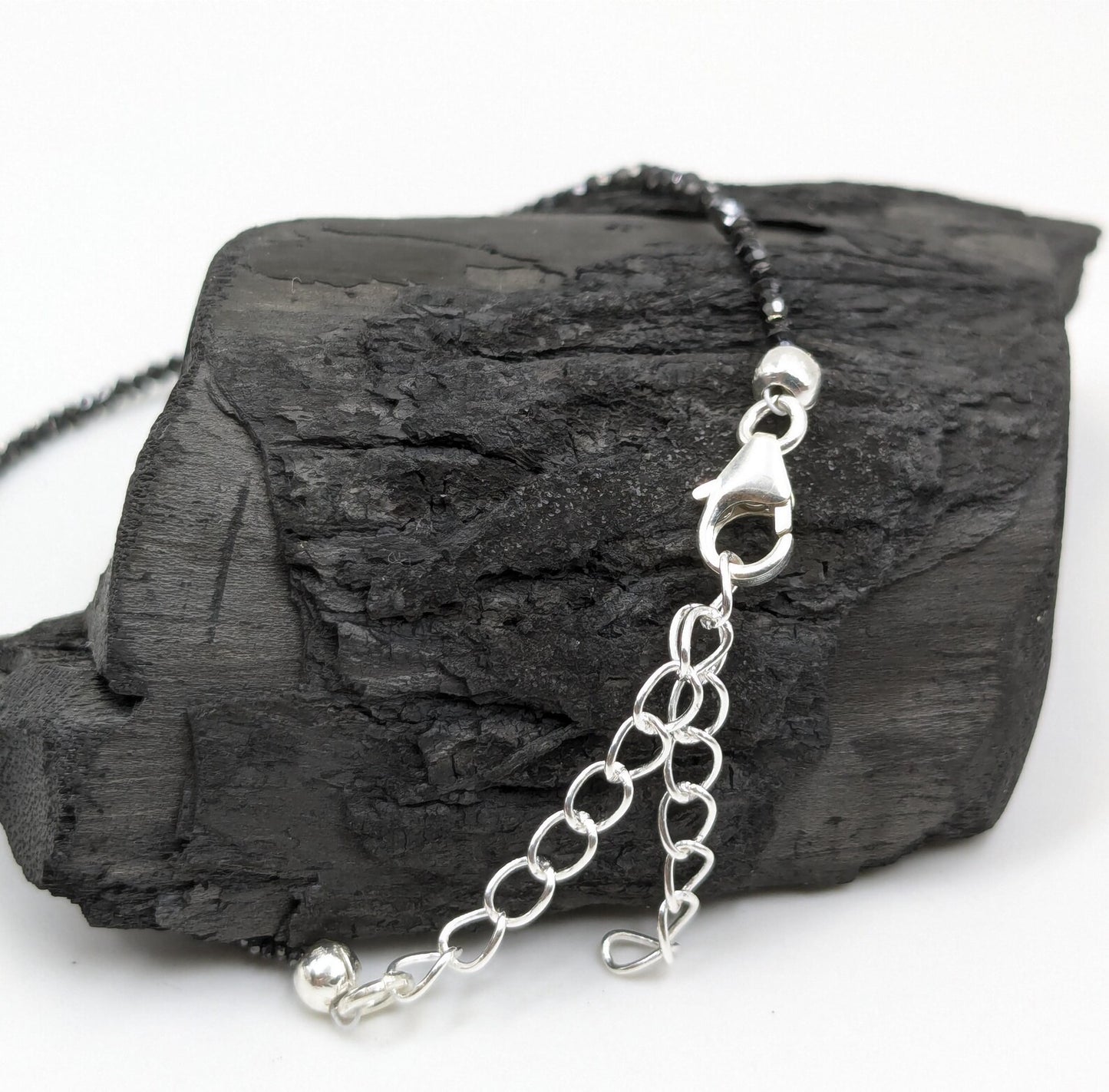 Black Diamond Bracelet Faceted Rondelle Diamond Bracelet