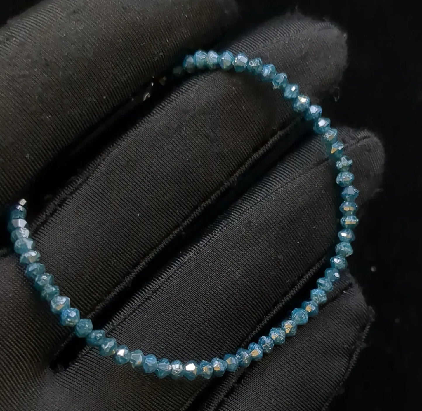 Blue Diamond Bracelet 3.3 mm Faceted Rondelle Diamond