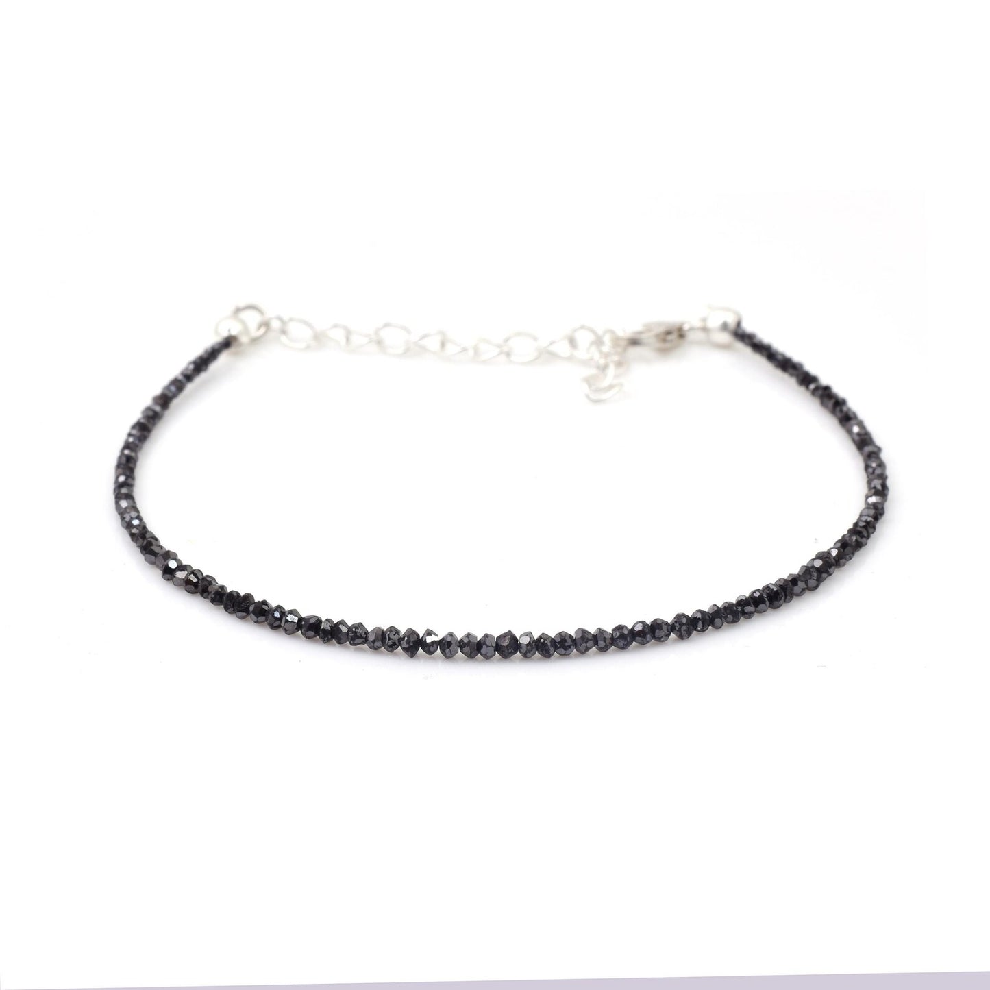 Black Diamond Bracelet Faceted Rondelle Diamond Bracelet