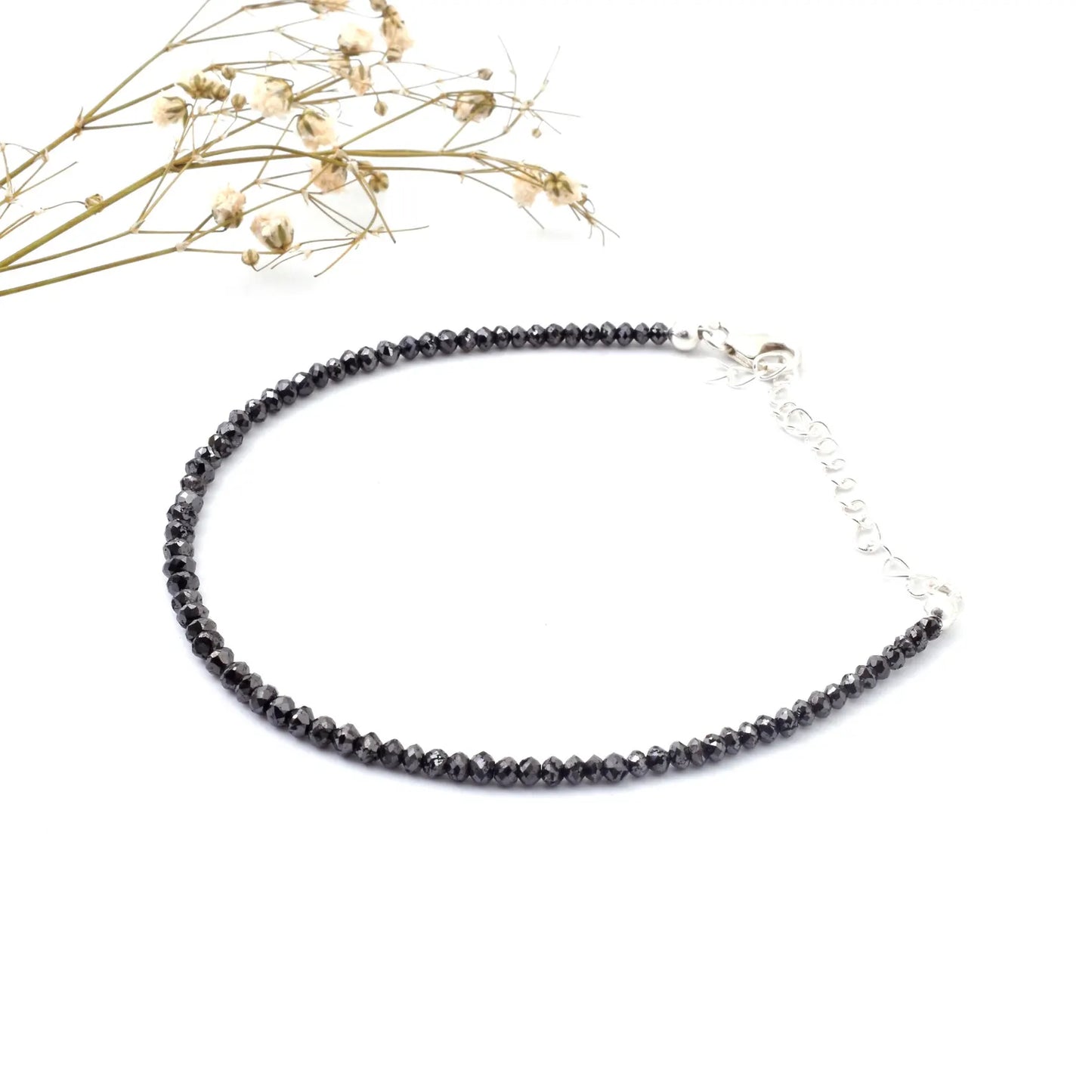 AAA+ Black Diamond Bracelet 2.5 - 3MM Beads