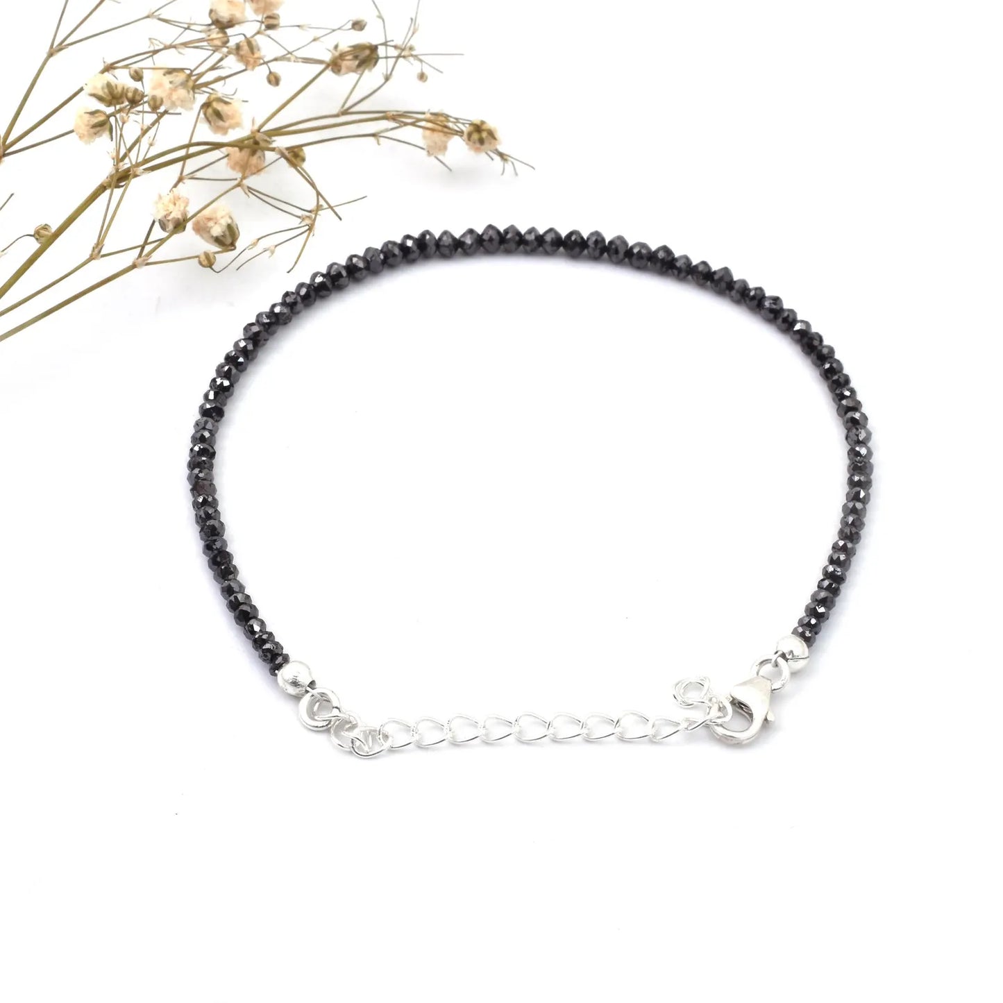 AAA+ Black Diamond Bracelet 2.5 - 3MM Beads