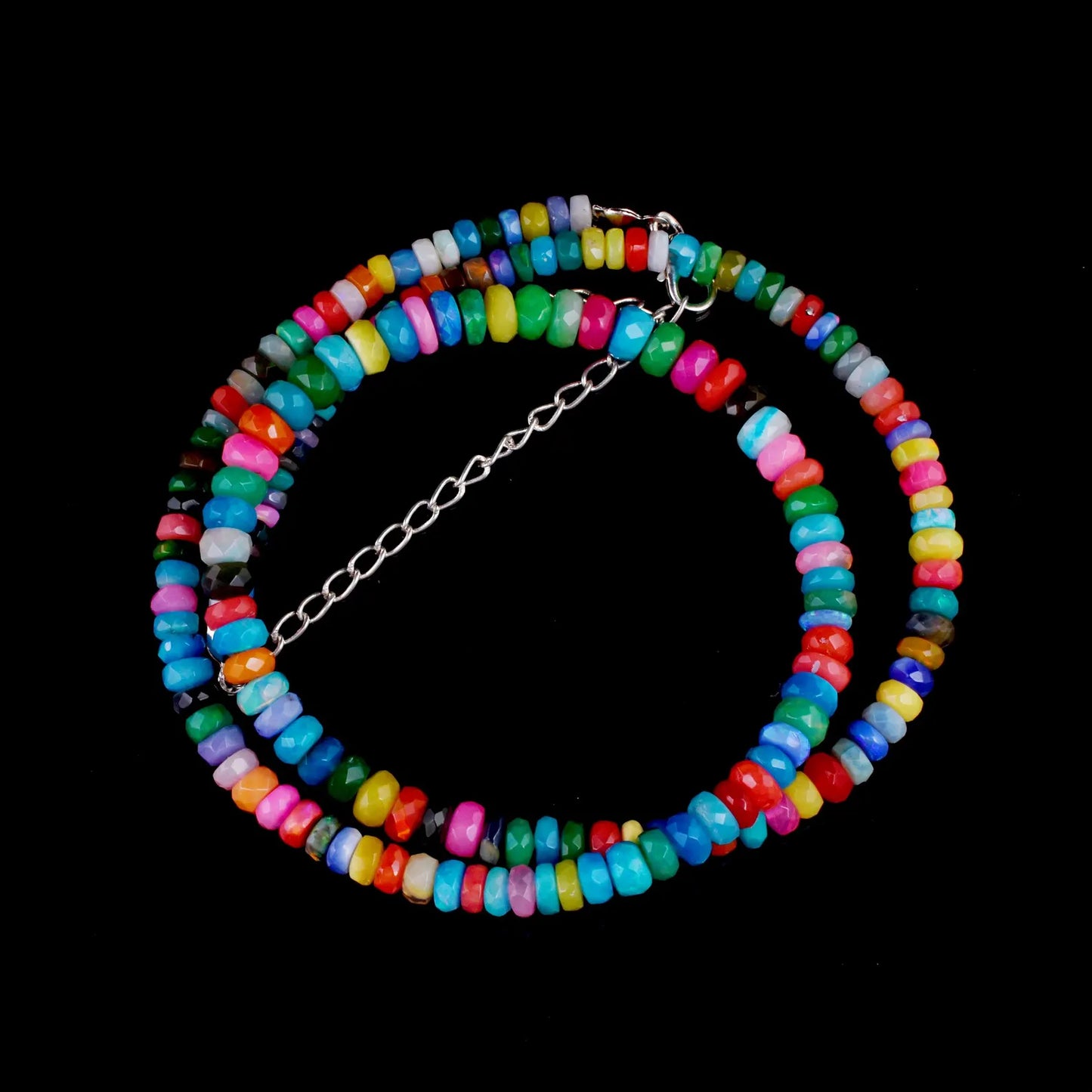 Multi Color Ethiopian Opal Necklace Disco Opal 4 - 6 mm