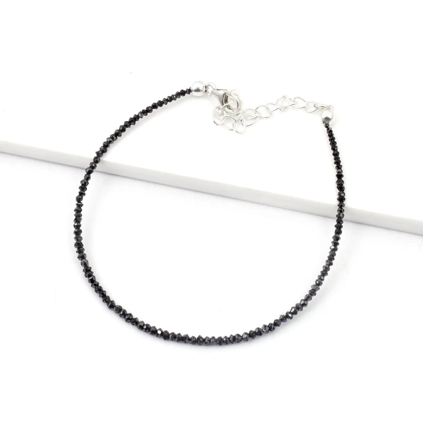 Black Diamond Bracelet Faceted Rondelle Diamond Bracelet