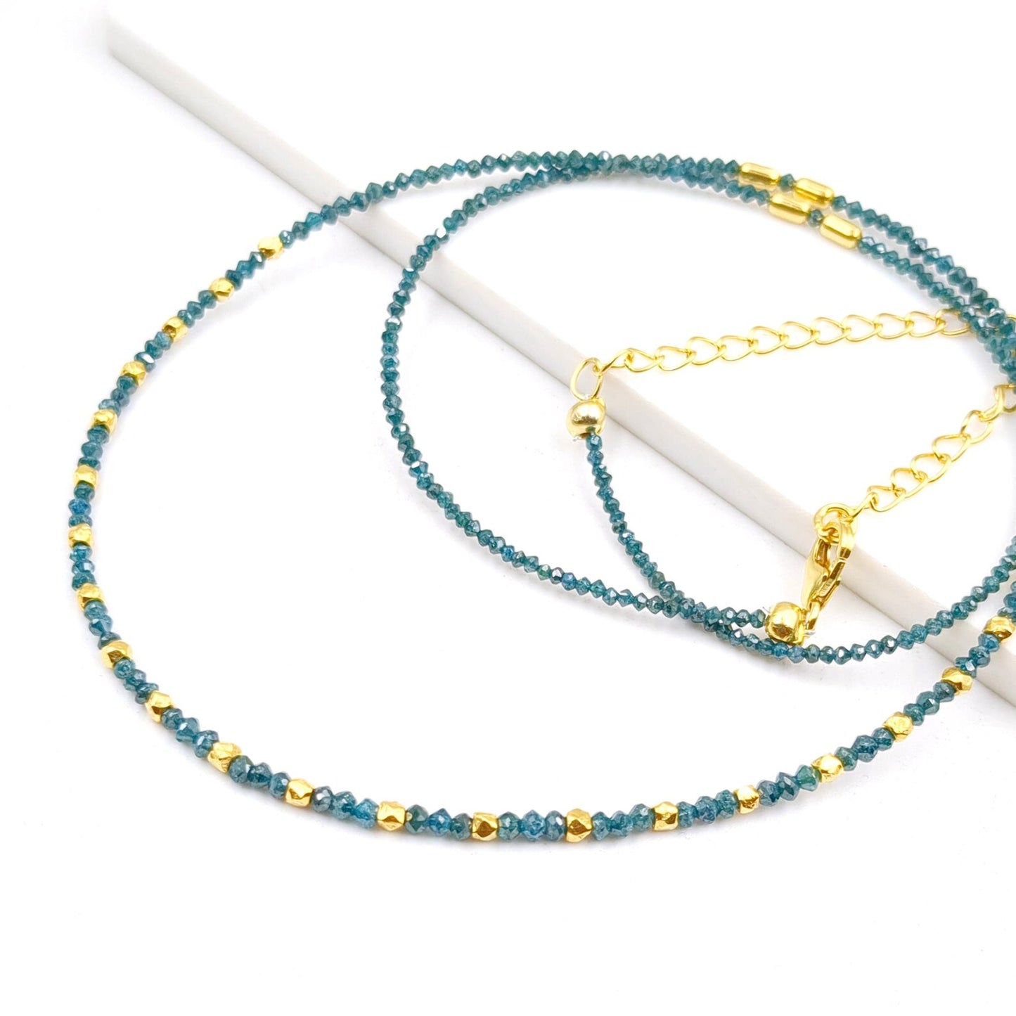 Blue Diamond Necklace 925 Sterling Silver Gold Filled Jewelry