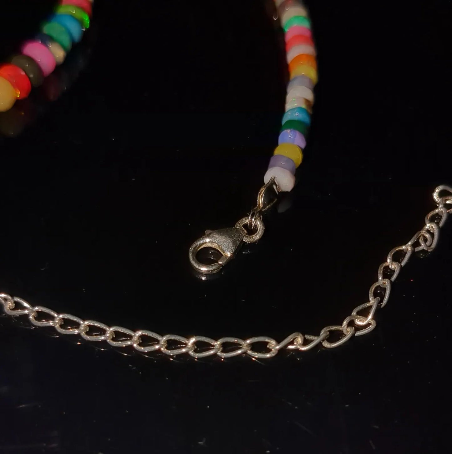 Multi Color Ethiopian Opal Necklace Disco Opal 4 - 6 mm