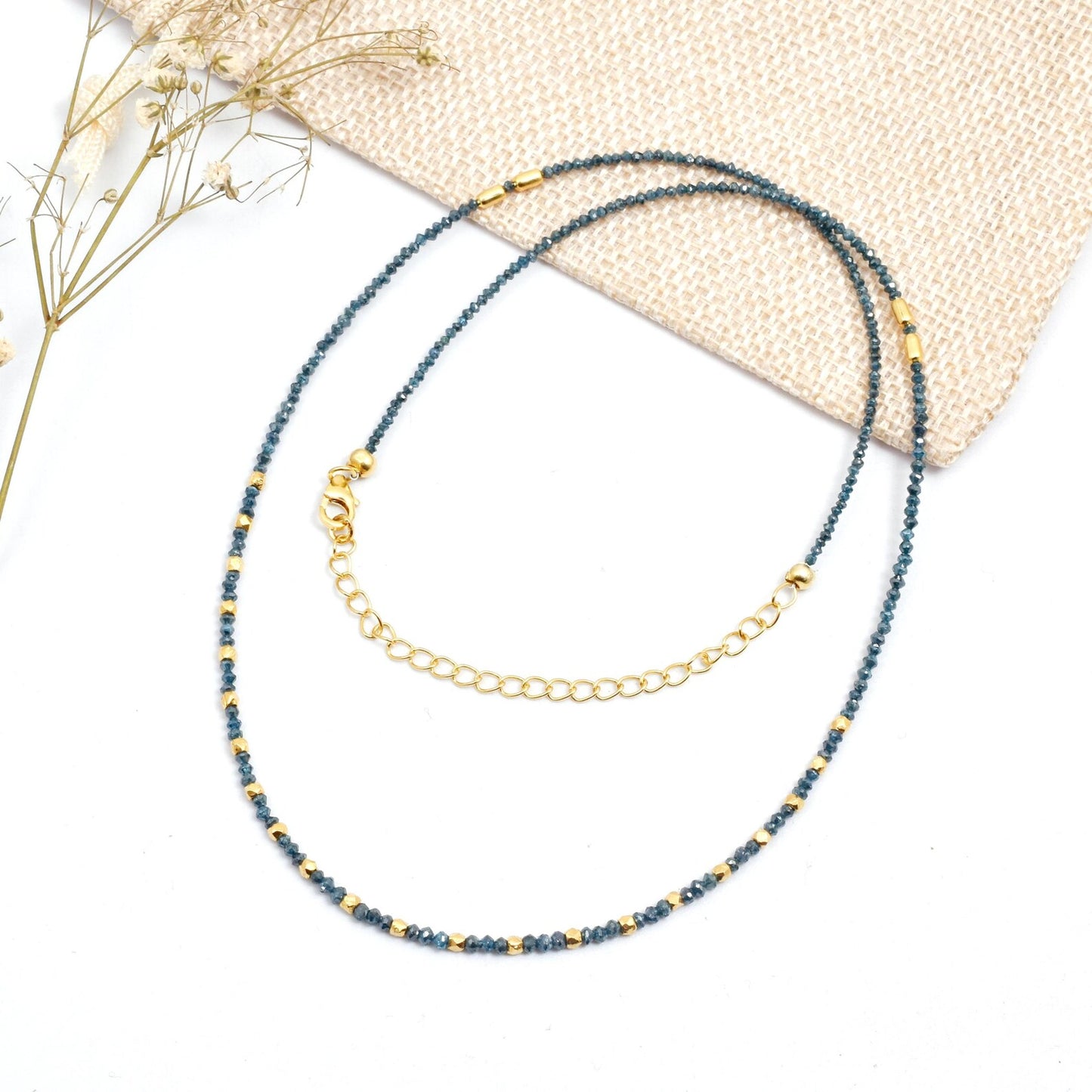 Blue Diamond Necklace 925 Sterling Silver Gold Filled Jewelry