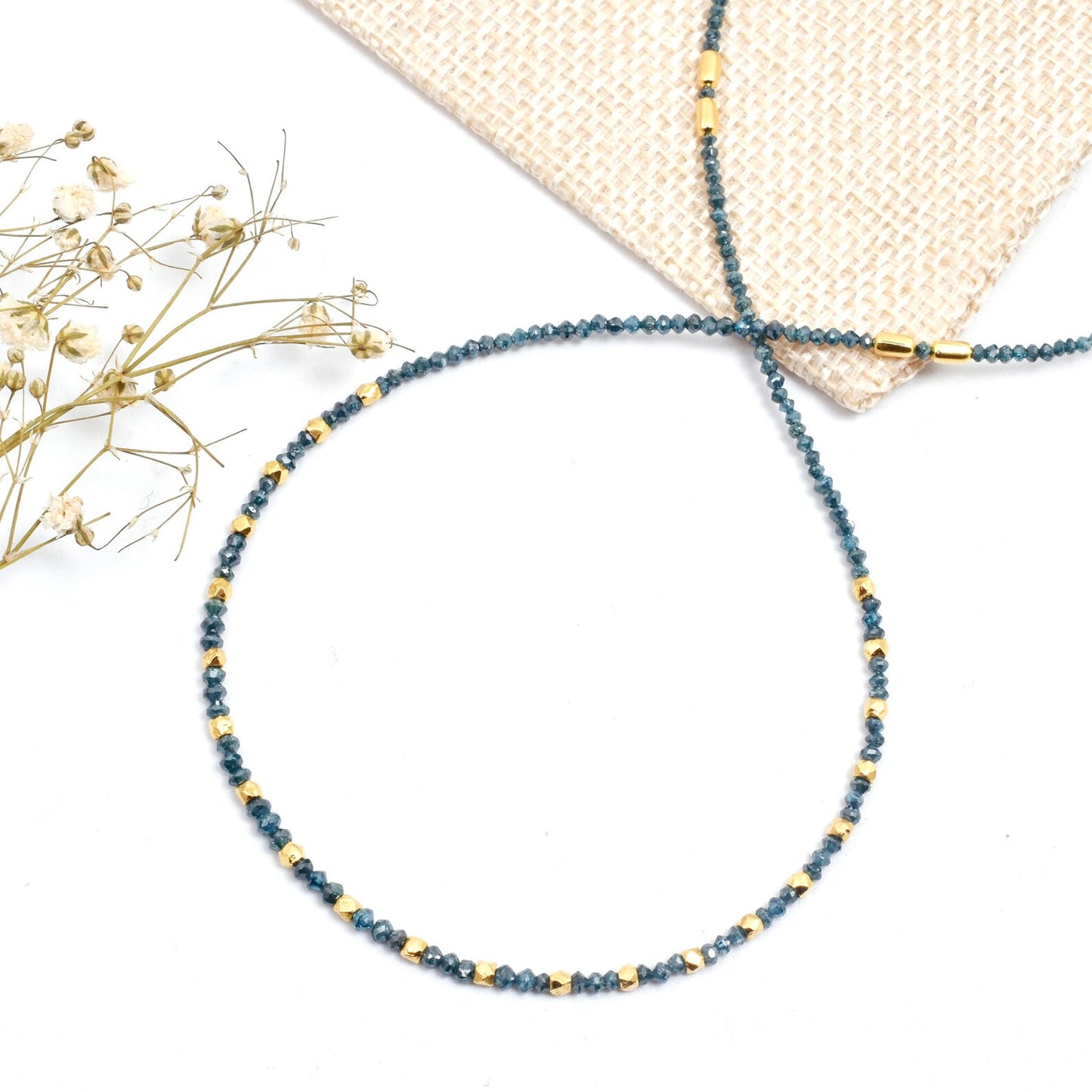 Blue Diamond Necklace 925 Sterling Silver Gold Filled Jewelry