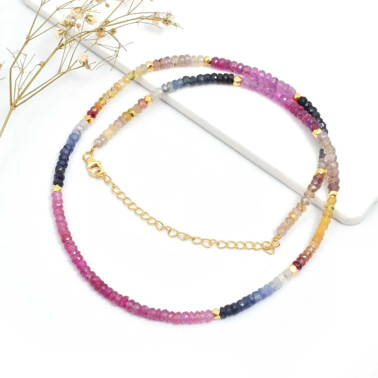 AAA+ Multi Sapphire Necklace 3.5 - 4 mm