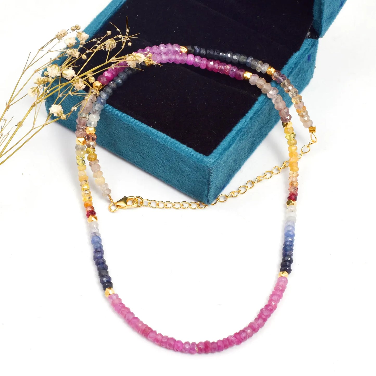 AAA+ Multi Sapphire Necklace 3.5 - 4 mm