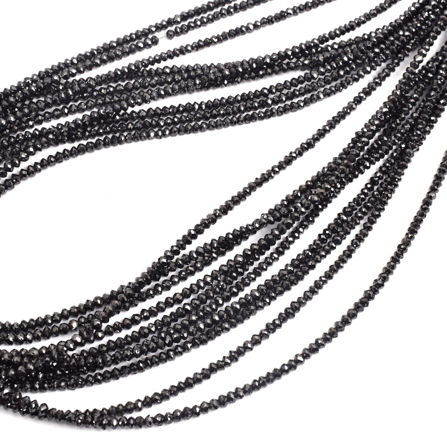 Black Diamond Beads 2.2 - 3 mm Faceted Rondelle Diamond Beads